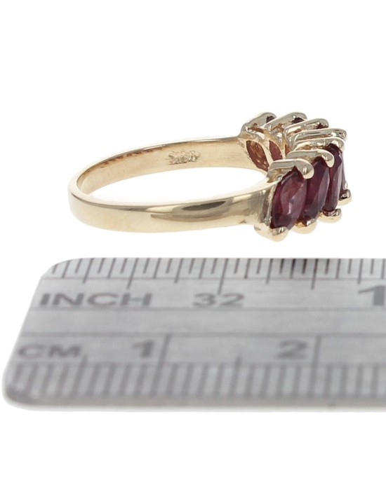 7 Stone Marquise Ruby Ring in Gold